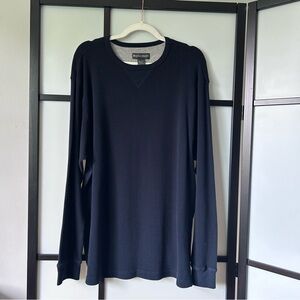 [XXL] Rough Dress Men’s Navy Blue Waffle Knit Style Layering Long Sleeve Tee